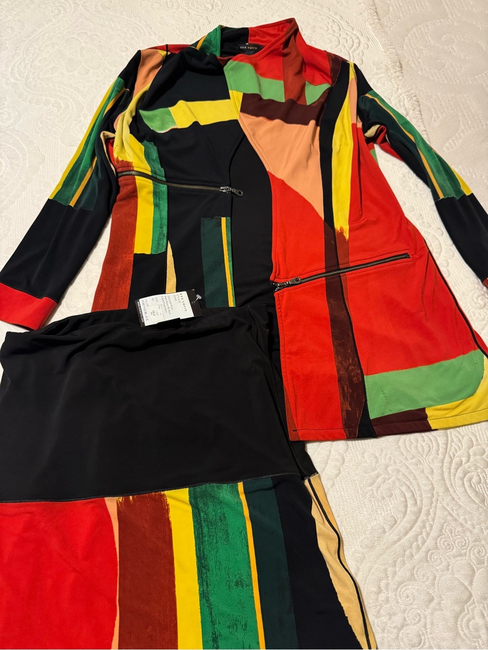 eva varro Multicolor Abstract Zip-Front Blazer Jacket
